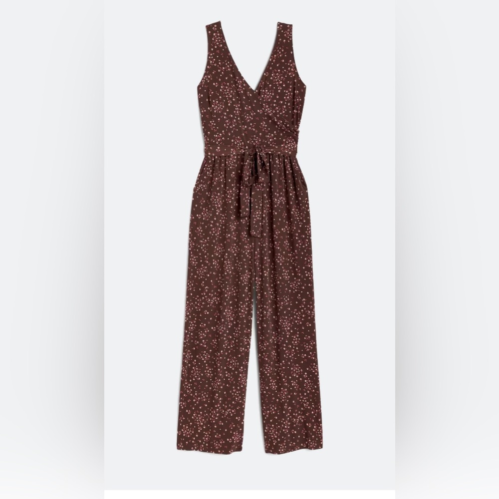 Kaleigh brown floral print jumpsuit- medium